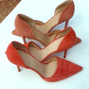 2 suede heels Banana Republic orange & blush